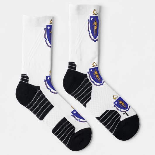 Athletic Crew Sock met vlag van Massachusetts Sokken (Rechts)