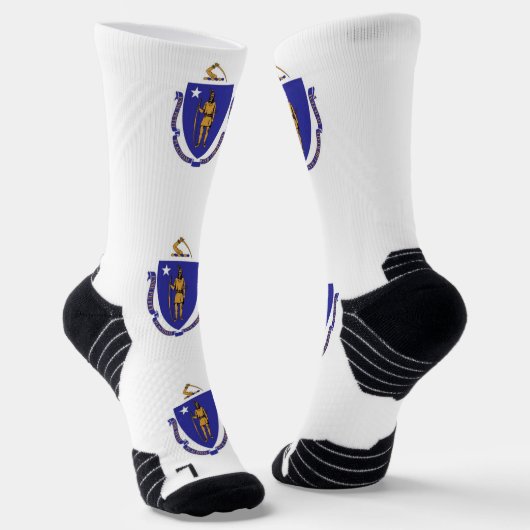 Athletic Crew Sock met vlag van Massachusetts Sokken (Gebogen)