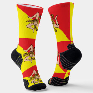 Athletic Crew Sock met vlag van Sicilië, Italië Sokken