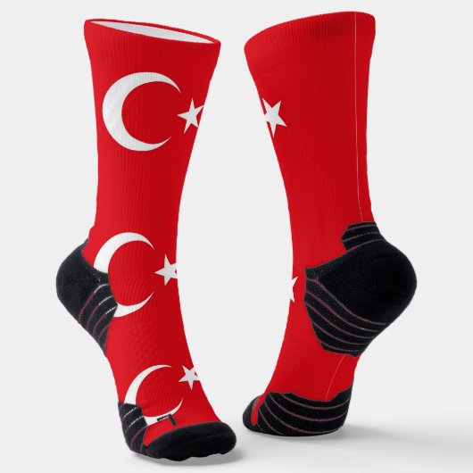 Athletic Crew Sock met vlag van Turkije Sokken (Gebogen)