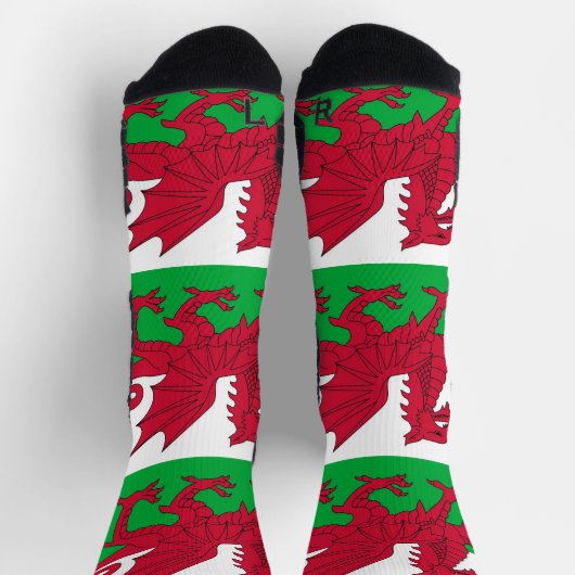 Athletic Crew Sock met vlag van Wales, Verenigd Ko Sokken (Top)