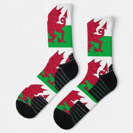 Athletic Crew Sock met vlag van Wales, Verenigd Ko Sokken (Links)