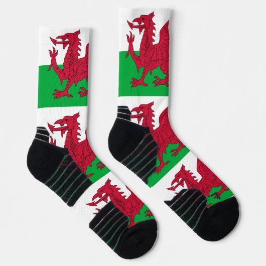 Athletic Crew Sock met vlag van Wales, Verenigd Ko Sokken (Rechts)