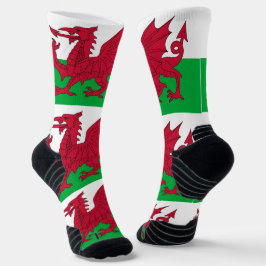 Athletic Crew Sock met vlag van Wales, Verenigd Ko Sokken