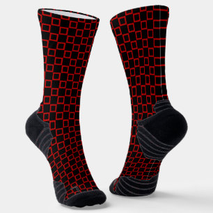 Athletic Crew Sock met Zwart Rood Classic Design Sokken