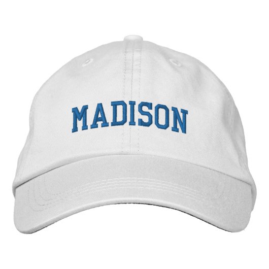 Athletic Custom name text blue white Geborduurde Pet (Voorkant)