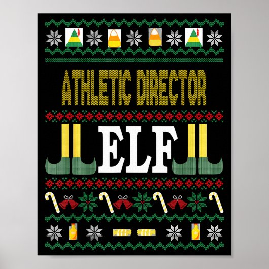 Athletic Director Elf Funny Christmas Gift  Poster (Voorkant)