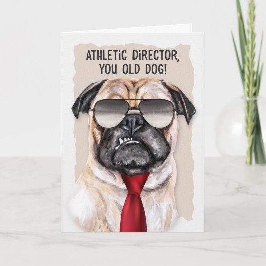 Athletic Director Retirement Funny Dog Red Necktie Kaart (Voorkant)