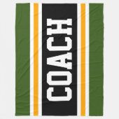 Athletic Forest Green Black COACH Racing Stripes Fleece Deken (Voorkant)