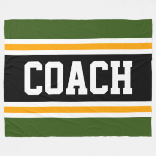 Athletic Forest Green Black COACH Racing Stripes Fleece Deken