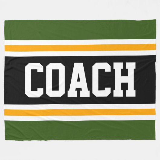 Athletic Forest Green Black COACH Racing Stripes Fleece Deken (Voorkant (Horizontaal))