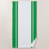 Athletic Fun 70s Heldergroene witte racestrepen Strandlaken (Voorkant)