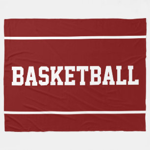Athletic Fun BASKETBAL Tekst Strepen Op Diep Rood Fleece Deken