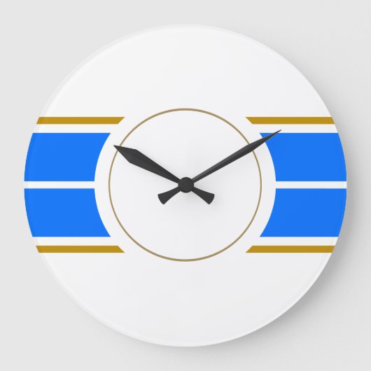 Athletic Fun Bright Blue Racing Stripes op wit Grote Klok (Voorkant)