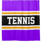 Athletic Fun Heldere Paarse Gele Tennisstrepen Douchegordijn (Voorkant)