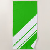 Athletic Fun Tropical Green White Racing Stripes Strandlaken (Voorkant)