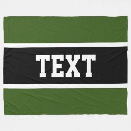 Athletic Green Black White Stripes Athletic Text Fleece Deken