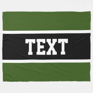 Athletic Green Black White Stripes Athletic Text Fleece Deken