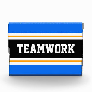 Athletic Helderblauw Zwart Wit TEAMWORK Strepen Fotoblokken