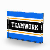 Athletic Helderblauw Zwart Wit TEAMWORK Strepen Fotoblokken (Rechts)