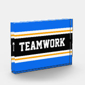 Athletic Helderblauw Zwart Wit TEAMWORK Strepen Fotoblokken (Links)