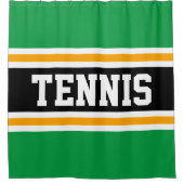 Athletic Heldergroen Zwart Geel Tennis Stripes Douchegordijn (Voorkant)