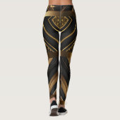 Athletic Modern Geometrisch Zwart en Goud Leggings (Achterkant)