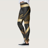 Athletic Modern Geometrisch Zwart en Goud Leggings (Links)