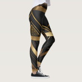 Athletic Modern Geometrisch Zwart en Goud Leggings (Rechts)