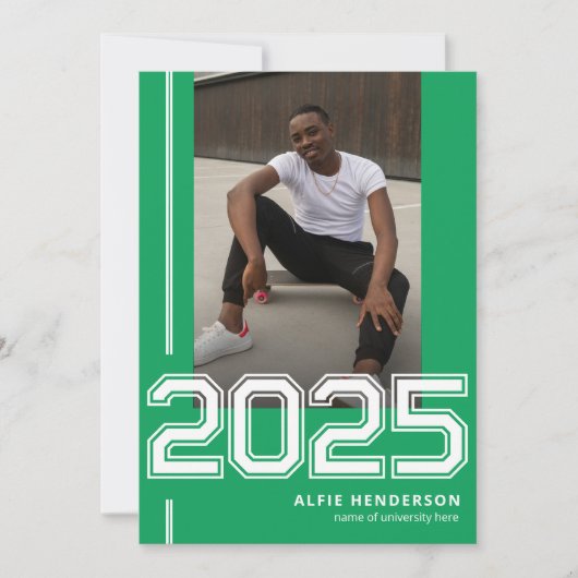 Athletic Photo Graduation Party Groen Kaart (Voorkant)