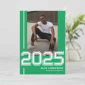 Athletic Photo Graduation Party Groen Kaart (Staand voorkant)