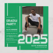 Athletic Photo Graduation Party Groen Kaart (Voorkant / Achterkant)