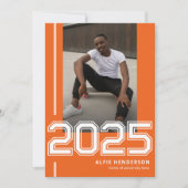 Athletic Photo Graduation Party Sinaasappel Kaart (Voorkant)