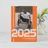 Athletic Photo Graduation Party Sinaasappel Kaart (Staand voorkant)