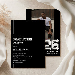 Athletic Photo Graduation Party Zwart Kaart