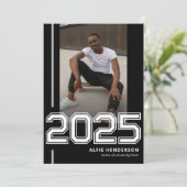 Athletic Photo Graduation Party Zwart Kaart (Staand voorkant)