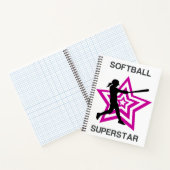 Athletic Pink Star Softball Superstar Graphic Notitieboek (Binnen)