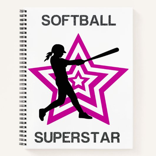 Athletic Pink Star Softball Superstar Graphic Notitieboek (Voorkant)