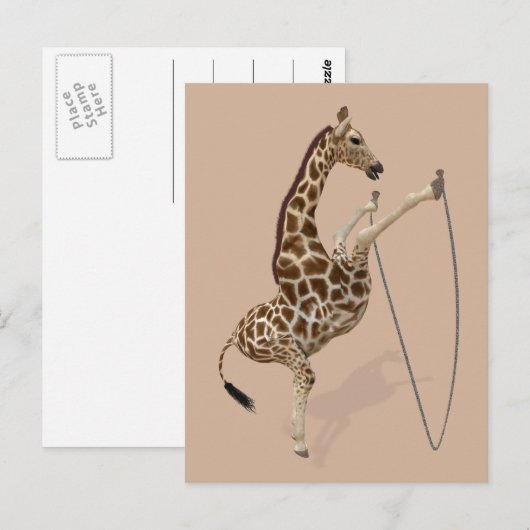 Athletic Rope Jumping Giraffe Briefkaart (Voorkant / Achterkant)