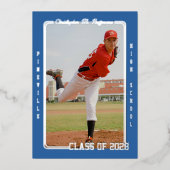 Athletic Royal Blue Afstuderen aangekondigd Folie Uitnodiging (Voorkant)