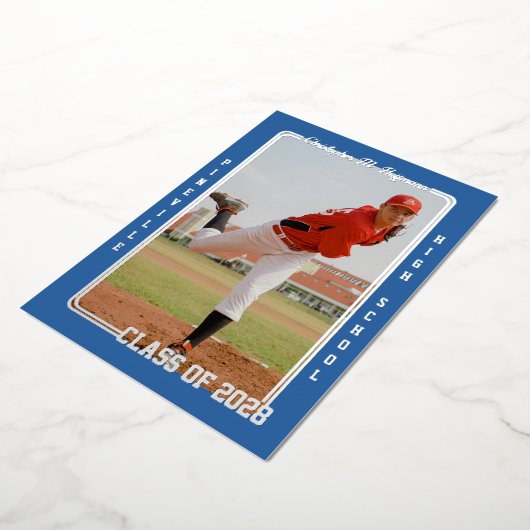 Athletic Royal Blue Afstuderen aangekondigd Folie Uitnodiging (Gedraaid)