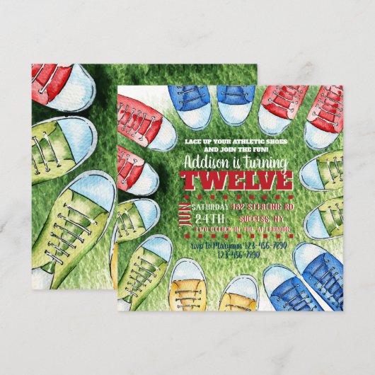 Athletic Shoes Square uitnodiging (Voorkant / Achterkant)