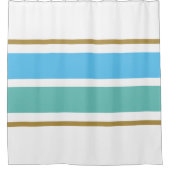 Athletic Sky Blue Aqua Racing Stripes op wit Douchegordijn (Voorkant)