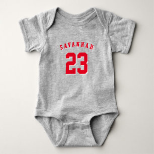 Athletic sport red douanenaam number modern schatt romper