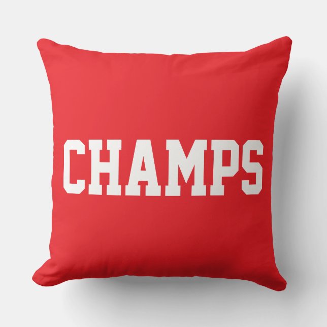 Athletic Sporty CHAMPS White Text On Bright Red Kussen (Voorkant)