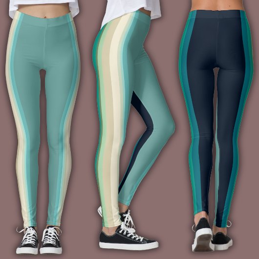 Athletic Stripe Pattern | Dual Tone Leggings