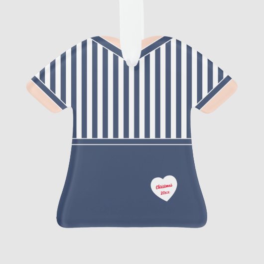 Athletic Tennis Outfit Navy Blue & White Stripes Ornament (achterkant)