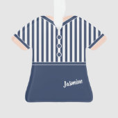 Athletic Tennis Outfit Navy Blue & White Stripes Ornament (voorkant)