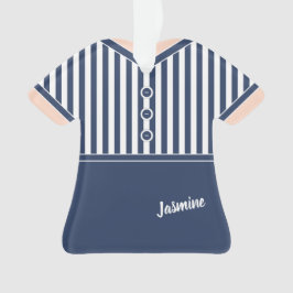 Athletic Tennis Outfit Navy Blue & White Stripes Ornament