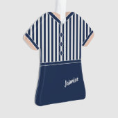 Athletic Tennis Outfit Navy Blue & White Stripes Ornament (voorkant)